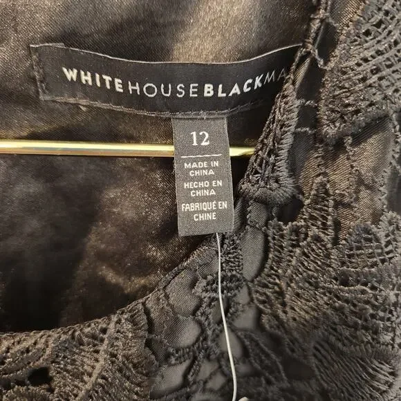 White House Black Market fit and flare black lace dress size 12 - Picture 7 of 8